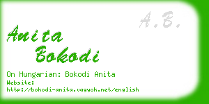 anita bokodi business card